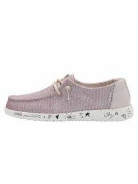 Hey Dude Wendy Youth Disco Sparkle Shoes Glitter Pink Canvas Doodle Sole Girls 3